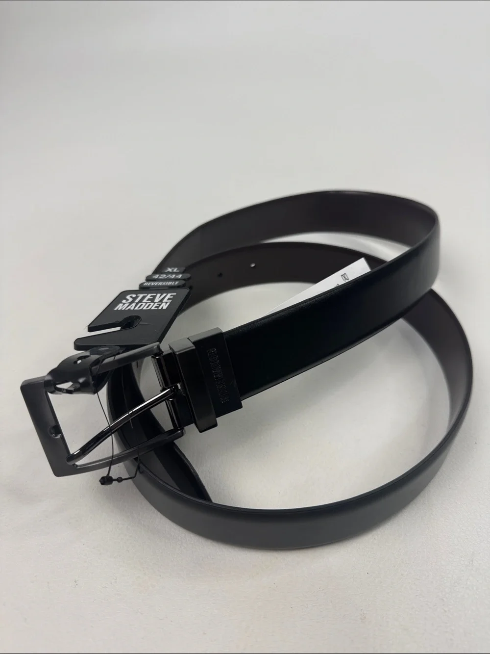 Steve Madden Reversible Leather Belt in Black Brown Silver Buckle XL 42/44 NEW